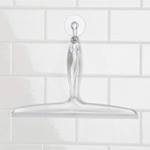 Plastic Bathroom Squeegee, with Suction Hook Holder, Clear, 12-Inch (Pack of 1)